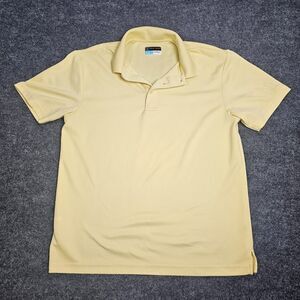 PGA Tour Mens Polo T-shirt M New Yellow Airflux Short Sleeves Athletic Golf